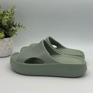 Calia Women's Eva Footbed Green Molded Slides Slip On Platform Sandals Size 7